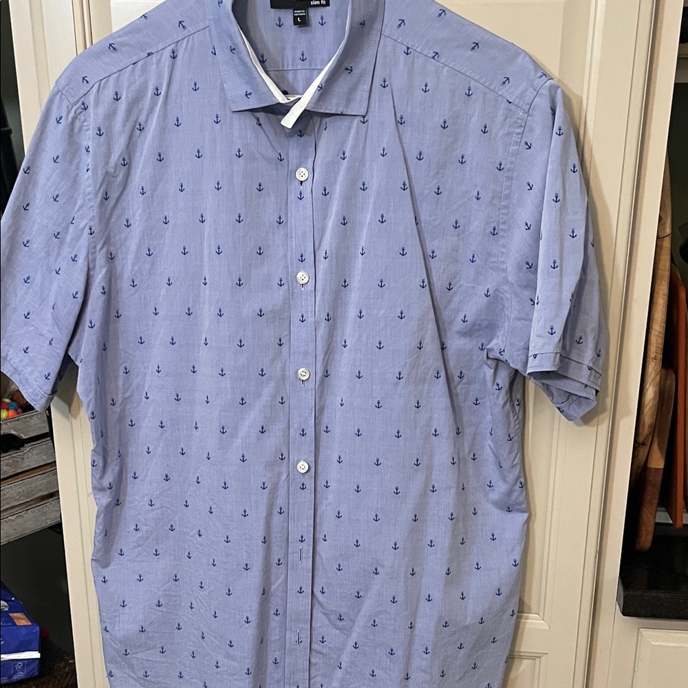 Murano Light Blue Anchor Pattern Shirt